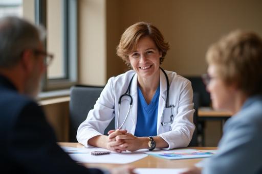 A healthcare professional discussing public health initiatives with community members.